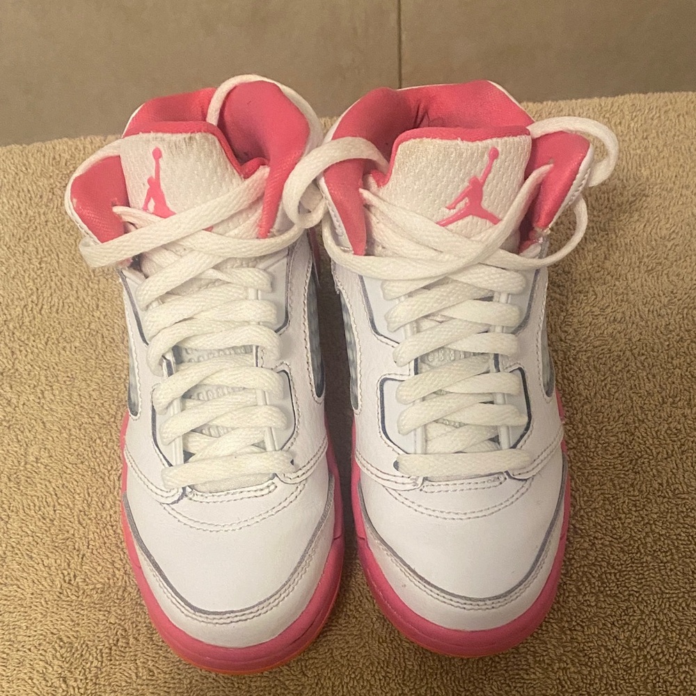 Jordan Kids White and Pink Sneakers